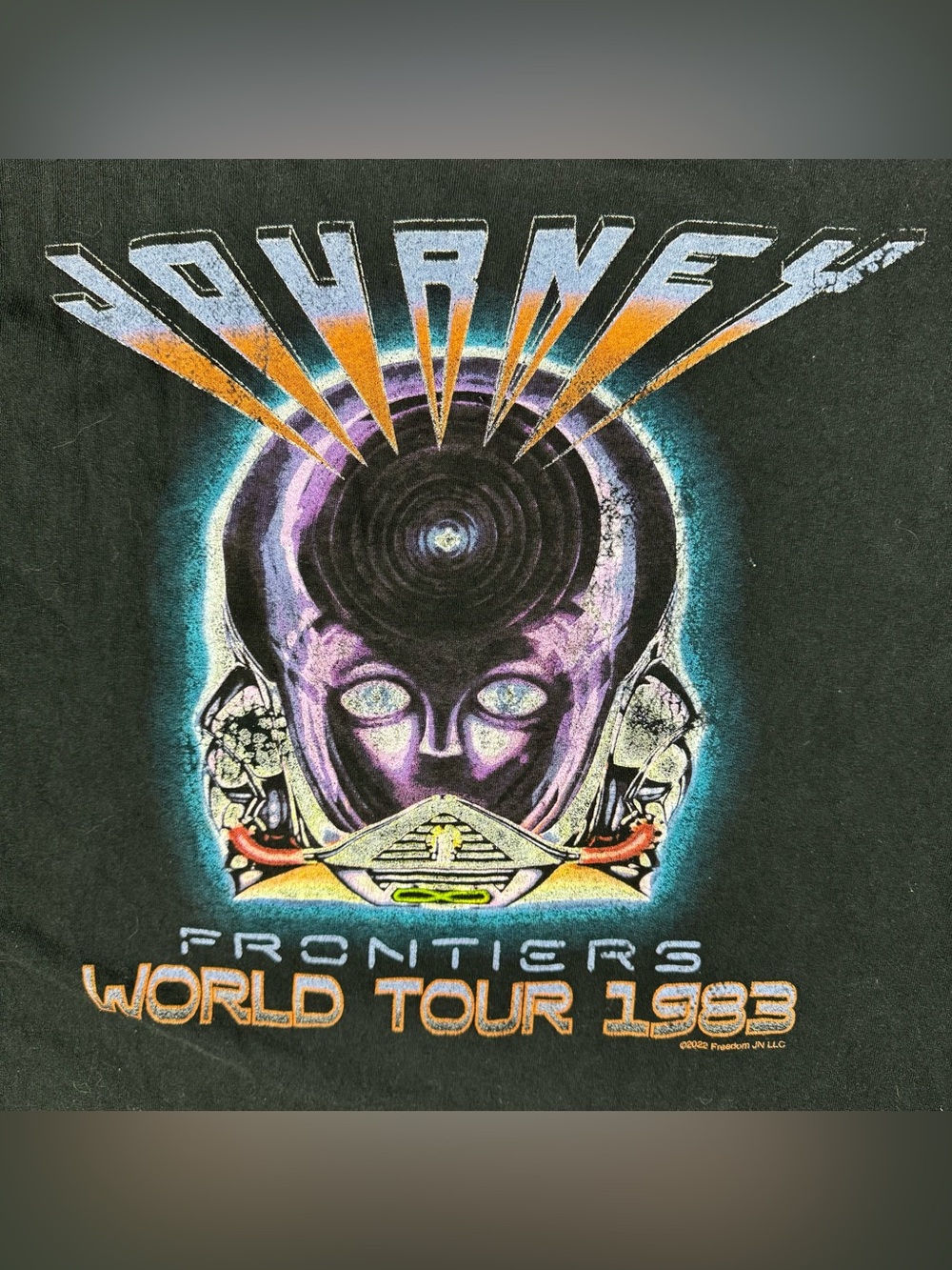 Journey T-Shirt Size Large Junk Food Clothing Frontiers Tour 1983 80s Reprint